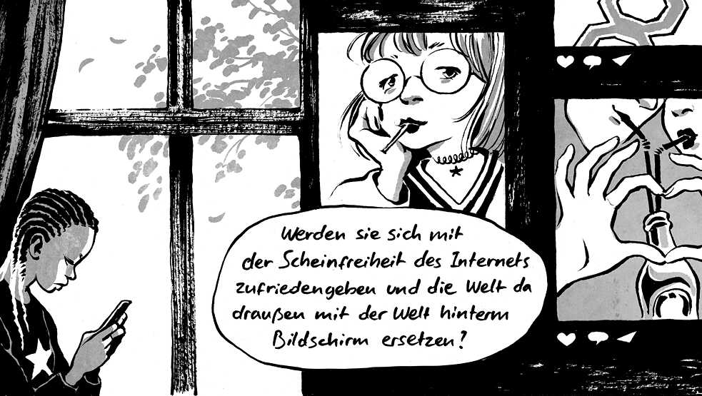“Will they be content with the fake freedom of the internet and substitute the outside world with a world behind the screen?”