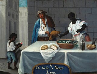Rassismus – ‚Aus Indio und Schwarzer: Lovo‘: Gemälde, kolonialspanisch, 18. Jahrhundert. Aus einer Serie zur Völkermischung in Amerika. 
