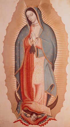 Rassismus – Bildnis der „Virgen de Guadalupe“ (Jungfrau von Guadalupe) gemalt von Miguel Cabrera (1695–1768). Der Legende nach begegnete dem indigenen Bauern Diego Cuahtlaotoatzin im Jahre 1531 eine Marienerscheinung. Seither wird sie, insbesondere in Mexiko, über alle Maßen verehrt.