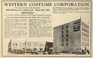 Werbeanzeige für die Western Costume Company, publiziert 1934 im Hollywood Filmograph, einer Los Angeles Fachzeitschrift