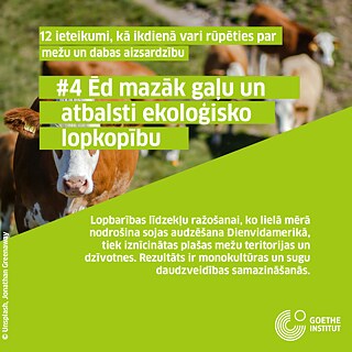 #4 Ēd mazāk gaļu un atbalsti ekoloģisko lopkopību