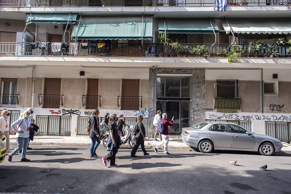 Stadtspaziergang - Patission-Straße in Athen. 