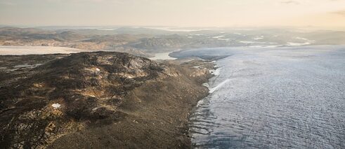 Aerial view of the ice sheet, Greenland, North America