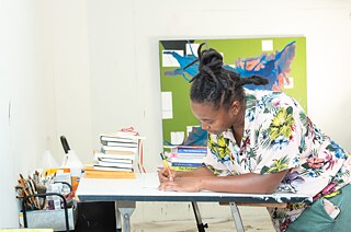 Gaither in her studio, August 2021 