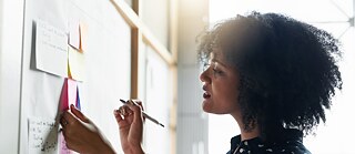 eine Frau am Whiteboard