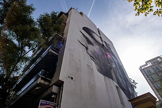 Walking along Patission Street, Athens. 
