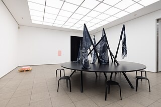 Foreground: The Forest Curriculum - How Not To Build A Nation (2021)  Background: Bruce Nauman - Body Pressure (1974) 