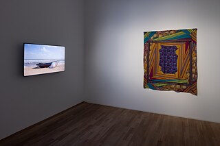 Ampannee Satoh - Lost Motherland, White Blood (2018) Right: Noa Eshkol, Window to the Sea, 1975 