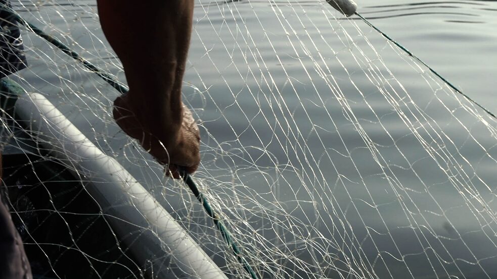 Detailansicht eines Fischernetzes.