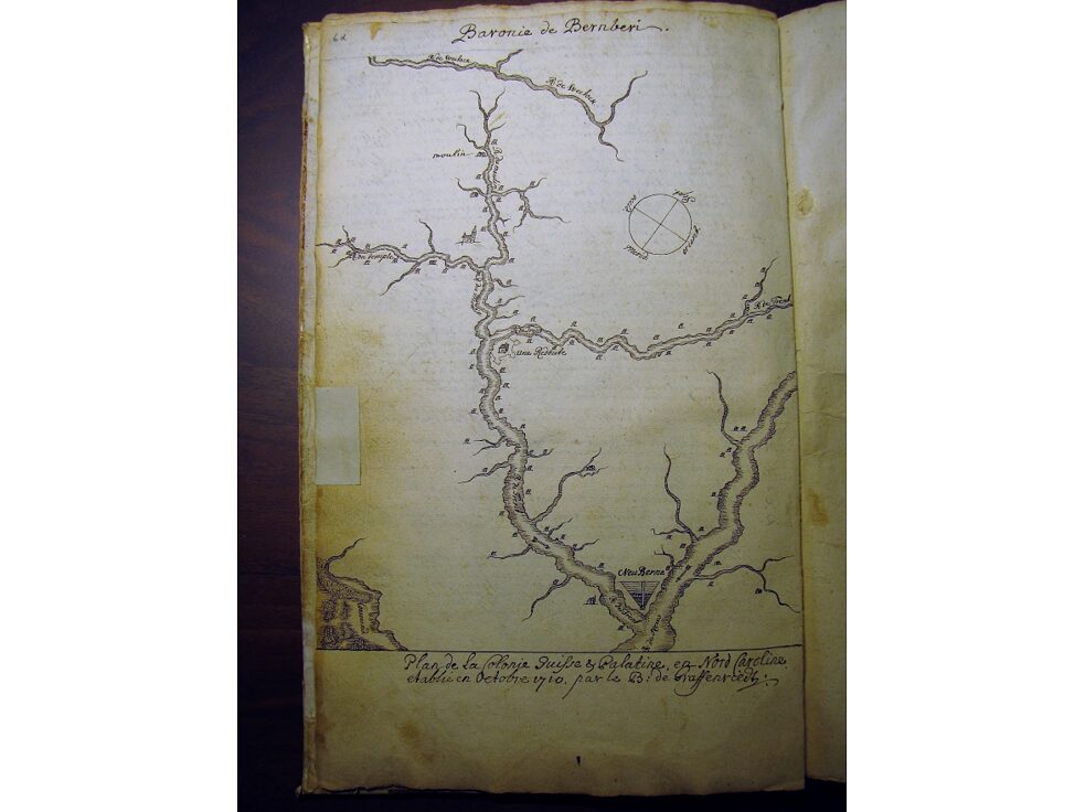 Karte von New Bern, Christoph von Graffenried, 1704 
