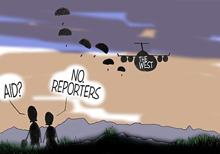 Latitude – Karikatur zum Thema Fallschirm-Journalismus