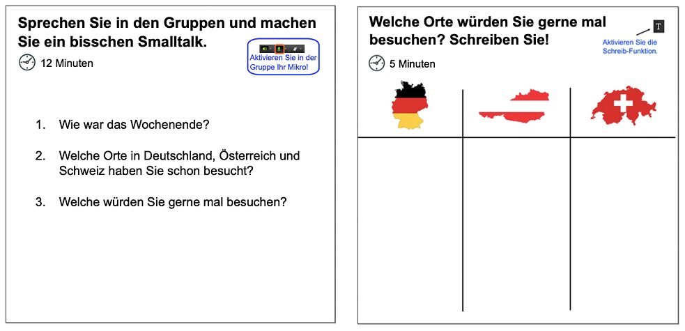 Two Screenshots Landeskunde im DaF-Unterricht