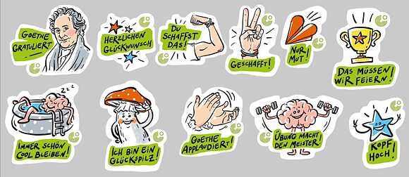 Coole Goethe-Sticker für Prüfungen
