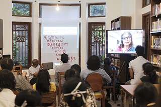 Ahilan Ratnamohan, a performance-maker from the Sri Lankan diaspora, has been learning Tamil for the first time in his life over skype conversations with his mother, communicating in their natal tongue for the first time. The resulting performance is an intimate exploration of his diasporic identity and second generation amnesia.  Photography: Shehan Obeysekara