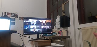 Film class meeting held by Gerard Byrne via Zoom 