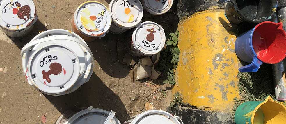 Artists Aashti Miller and Greta von Richthofen are using a whopping thirty-seven shades of colours to create the two murals in Delhi's Lodhi Arts District and Chennai's Kannagi Nagar Arts District.