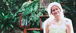 Johanna vor Dschungelhintergrund - Collage