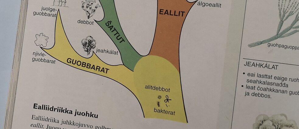 Livre de biologie en same du Nord