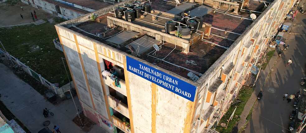 The wall before the start of the Graphic Travelogues Murals project at Kannagi art district in Chennai, Tamil Nadu