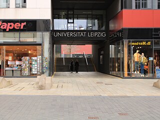L’ingresso al campus dell’Università di Lipsia, Grimmaische Straße
