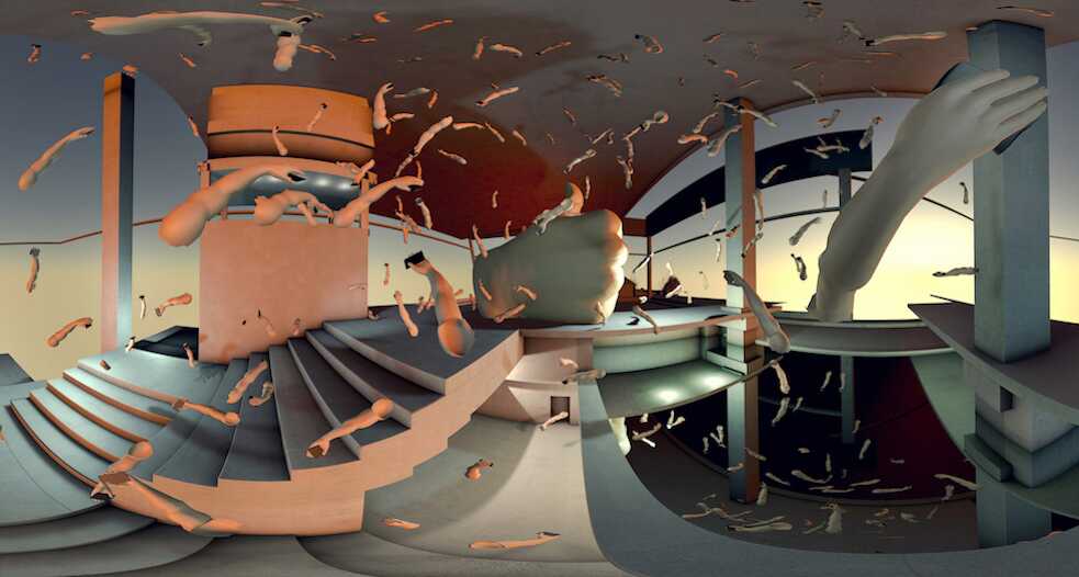 Instalace VR „Here We Are – A Turing Torture“ skupiny Swan Collective je od září 2018 k vidění na výstavě „Touching from a distance“ pořádanou spolkem medienkunstverein.com.