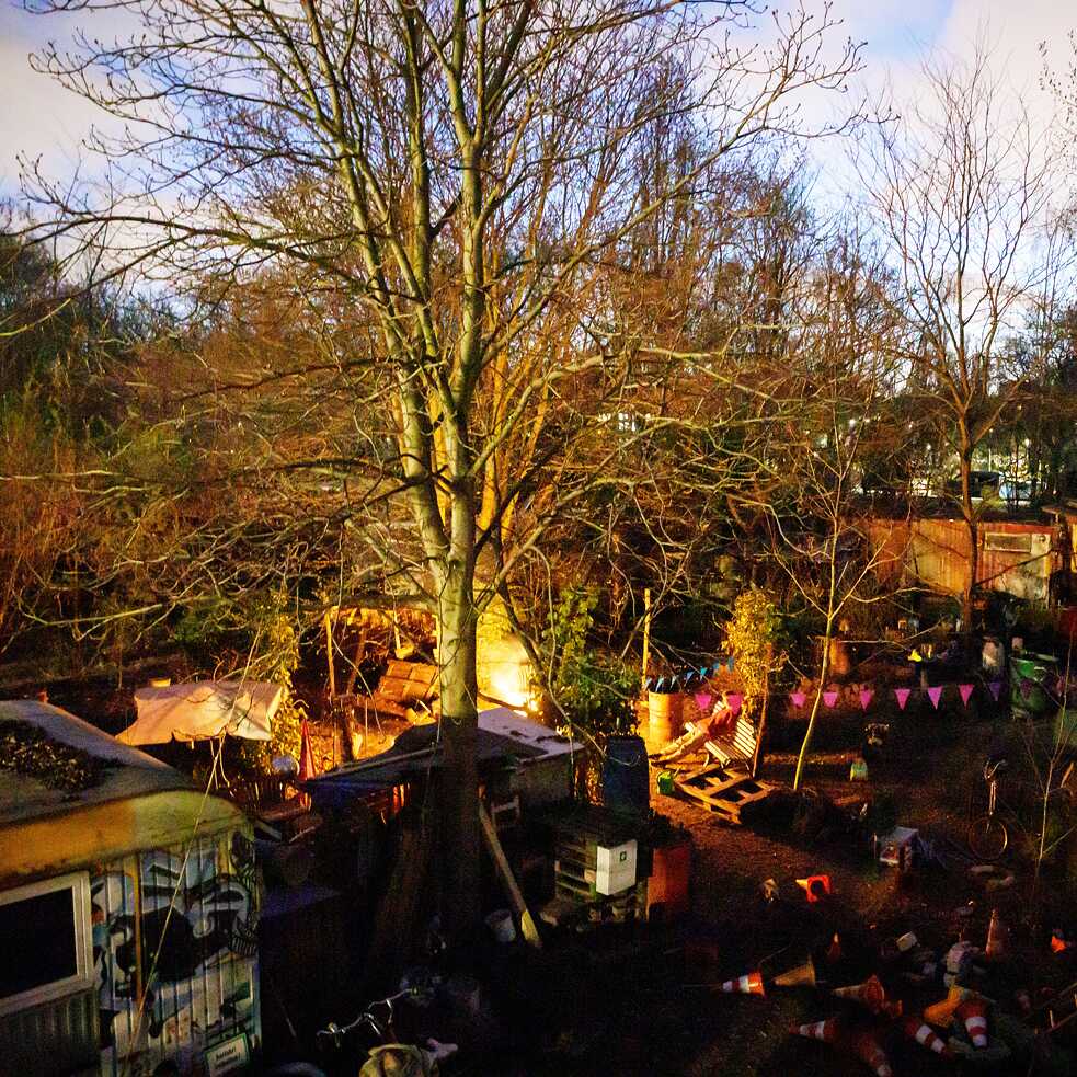 View of the trailer park Wagenburg Lohmühle in Berlin
