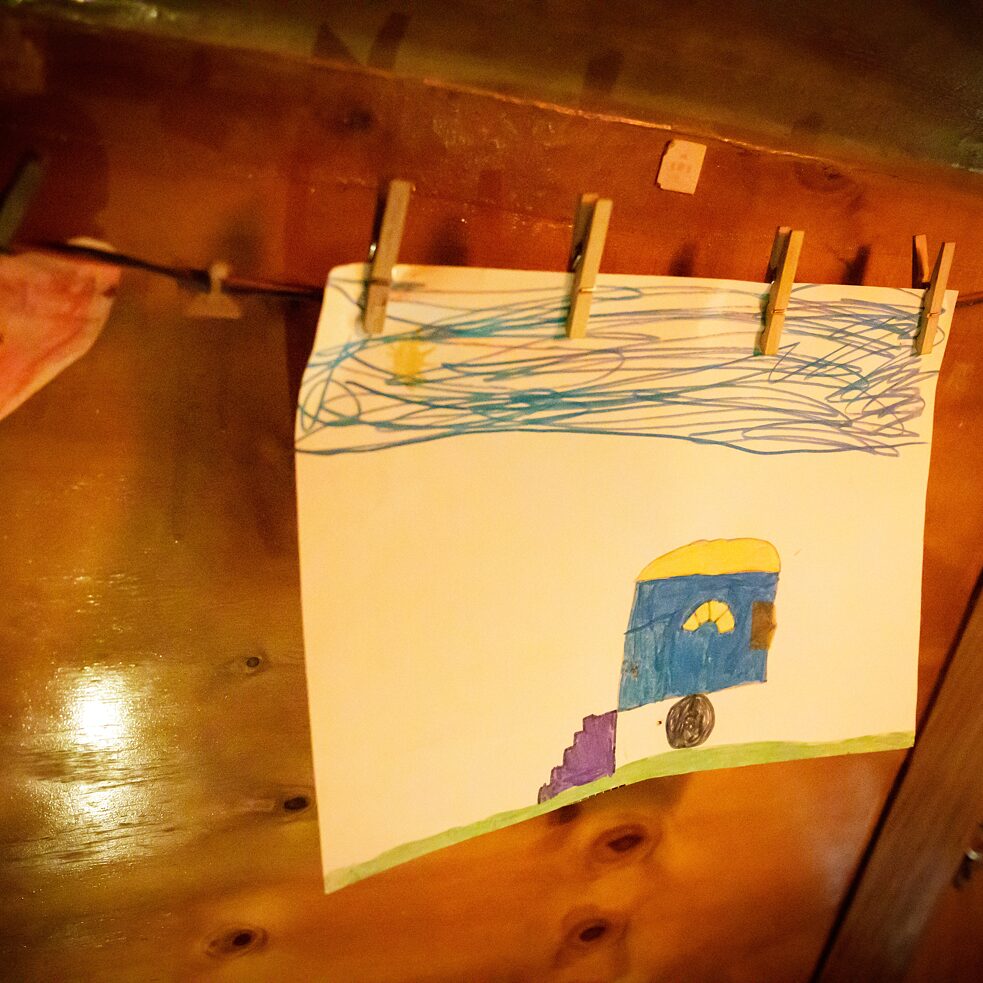 A child’s drawing of a trailer at Wagenburg Lohmühle in Berlin