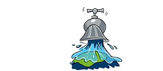 Laufender Wasserhahn, der auf die Erde gießt