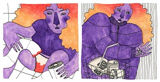 Die Illustration zeigt eine junge Frau, die traurig vor sich hin grübelt.