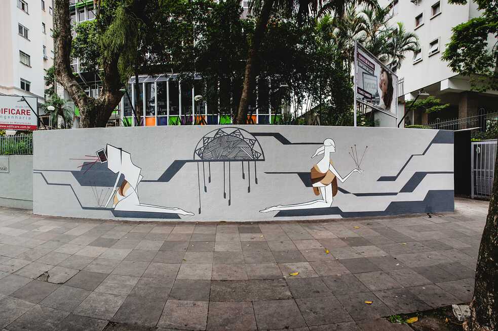Arte de Diogenes Machado no muro do Goethe-Institut Porto Alegre