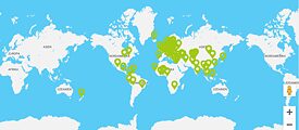 Weltkarte mit teilnehmenden Ländern