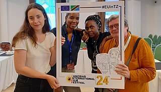 Trainers of the Acting for the camera workshop, at this year’s Zanzibar International Film Festival (ZIFF), take a memory span. They are from left to right Salome Richard (Belgium), Seko Shamte and Lillian Sundqvist, (Tanzania) and Marie Vermeiren (Belgium).