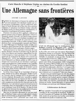 Review of Carte blanche by Stéphane Lepine in 2008