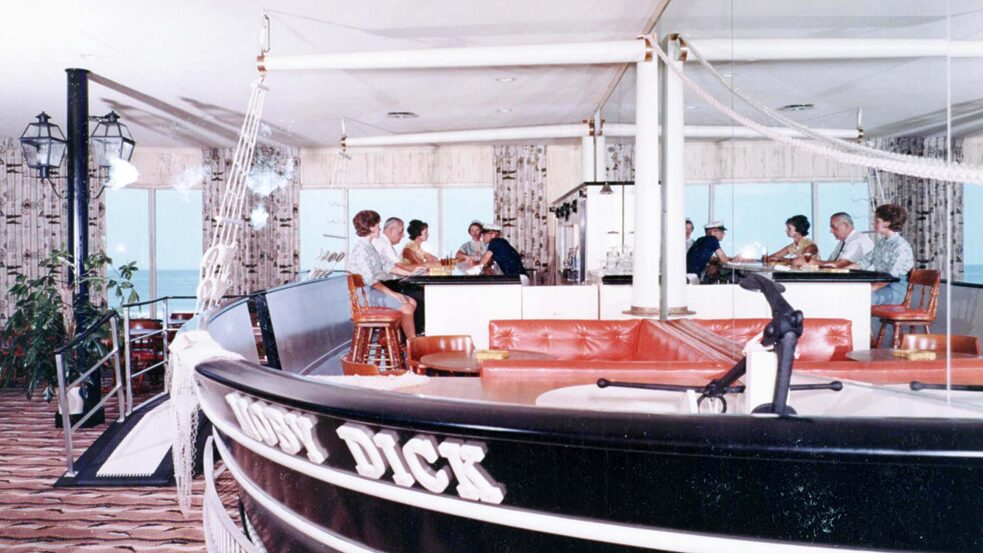 The interior of the Moby Dick Lounge at Marineland of Florida