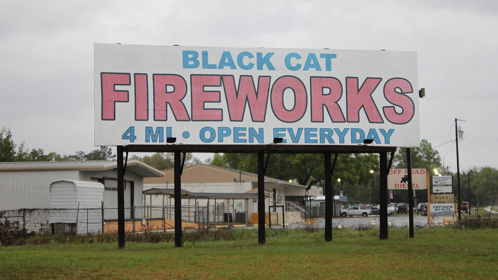 A billboard for fireworks on U.S. 301