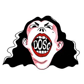 Illustrazione: Il volto di una donna con lo slogan: “Basta!” nella bocca