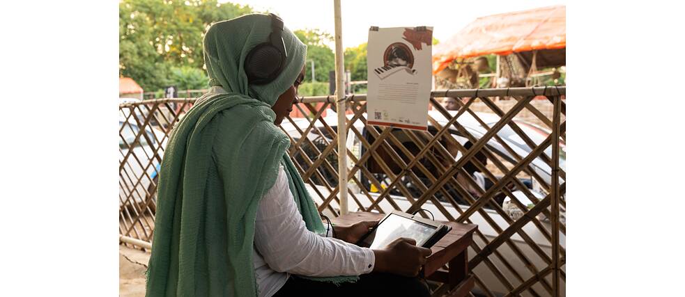 Eindruck aus der Ausstellung „Mirath:Music“ am Goethe-Institut Sudan