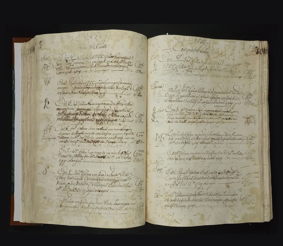 O Livro 6º do Banguê, nº 1261, registra o transporte de escravizados e indigentes falecidos entre os anos de 1764 e 1772, pertencente a Santa Casa de Misericórdia da Bahia.