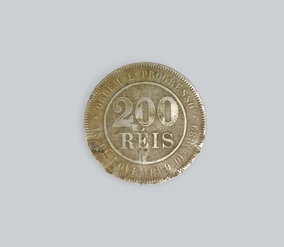 200 Reais-Münze aus dem Fundus des Museu da Capitania de Ilhéus.