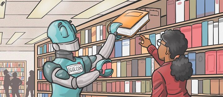 Unser Roboter in der Bibliothek