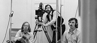 Günter Peter Straschek, Carlos Bustamante & Johannes Beringer am Set von "Labriola"