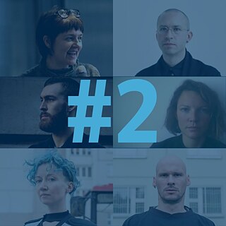 Collage of portrait photos of six podcast participants and the number 5. © Photos: private; Skye Bougsty-Marshall (Laura Lotti) Talking Culture #2 with Ben Vickers, Ruth Catlow, Dzina Zhuk, Nicolay Spesivtsev, Calum Bowden, Laura Lotti