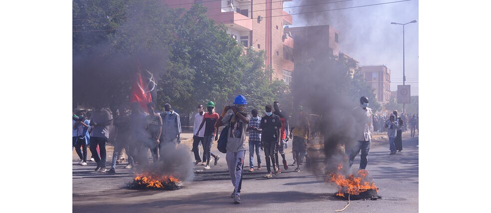 Pro-democracy protests against the military coup in Khartoum on 6th January 2022. 
