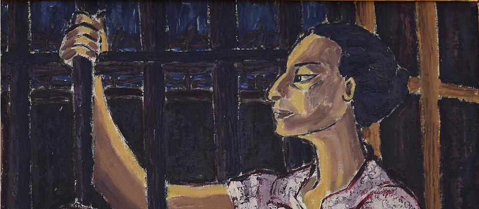 Selbstporträt von Inji Aflatoun im Gefängnis, 1961. 