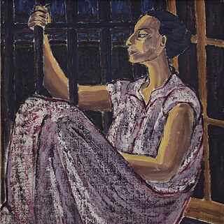 Selbstporträt von Inji Aflatoun im Gefängnis, 1961. 