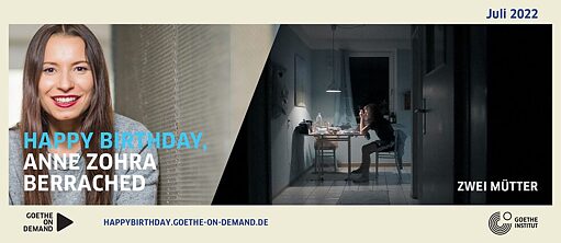 Foto von der Regisseurin Anne Zohra Berrached und Ausschnitt einer Szene des Filmes Zwei Mütter