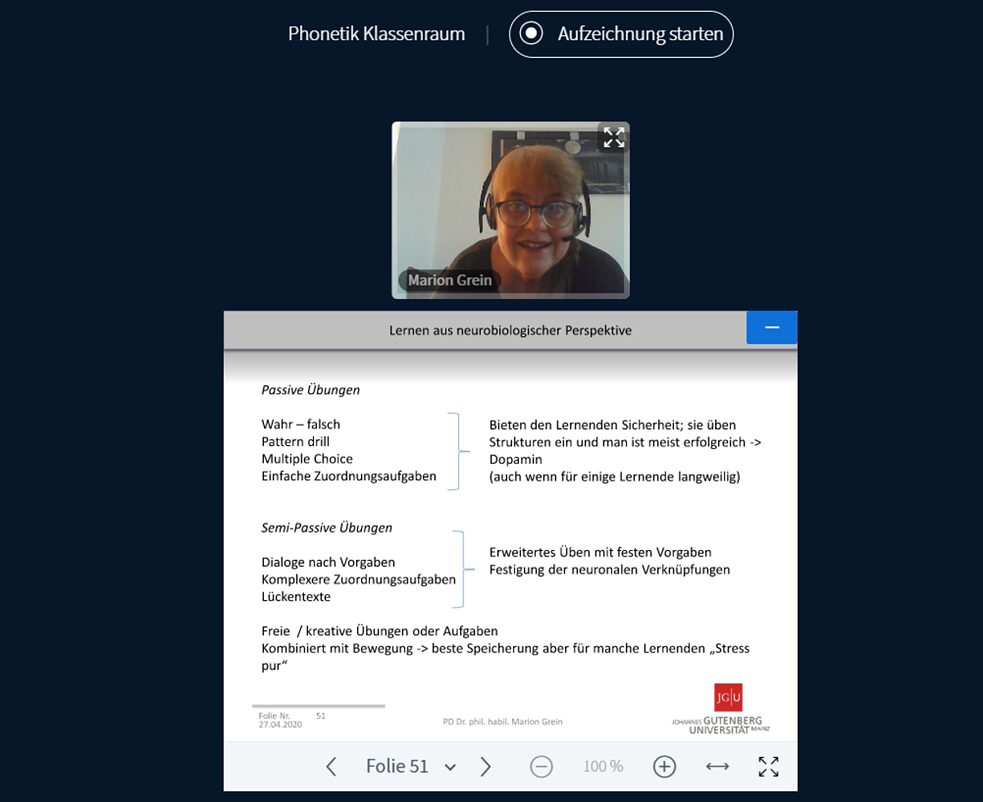 Der jetzt schwarze Bildschirm wird dann mit den Teilnehmenden gefüllt. 