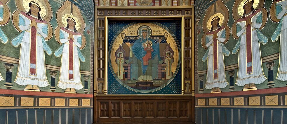Deskový obraz Mater Dei v klášteře sv. Gabriela v Praze na Smíchově.