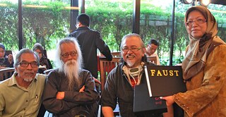 The Malaysian poet and artist Latiff Mohidin (first left)  translated Goethe’s FAUST I, that was launched  in February 2013 by the  Institut for Translation and Books Malaysia (ITBM).