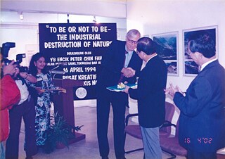 1994 Symposium and exhibition on environment,  "To Be or Not to Be - The Industrial Destruction of Nature" with director Dr. Matthias Rick (middle).